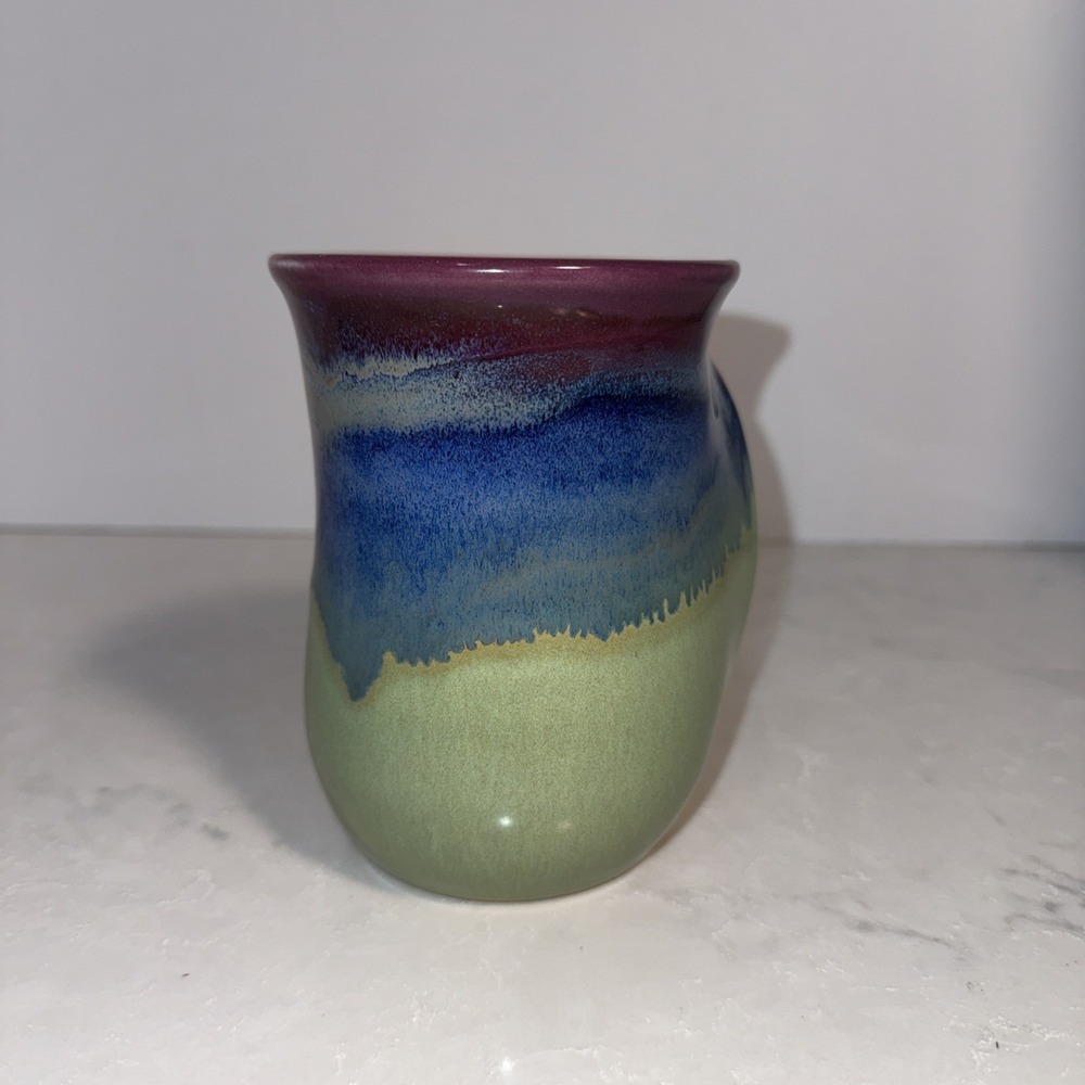 NEHER Hand Warmer Coffee Mug Purple Blue Green Clay in Motion Cup Pottery (2022)